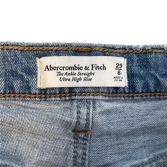 ABERCROMBIE & FITCH The Ankle Straight Ultra High Rise Jeans Distressed Size 8 - Picture 5 of 11